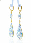 JUEGO DE ARETES EN CHAPA DE ORO Y CRISTALES